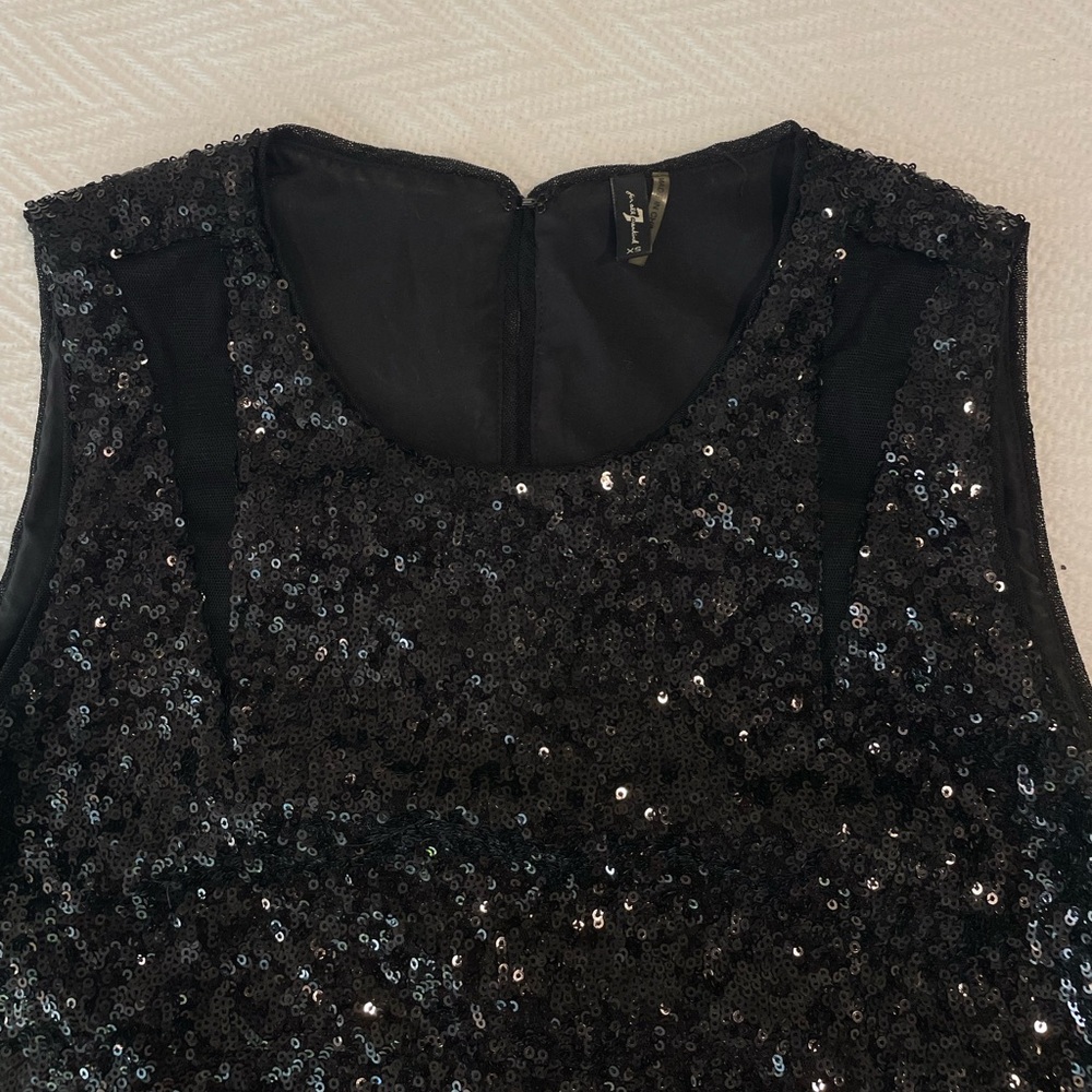 7 For All Mankind Sequin Embellished Mesh Tank Top